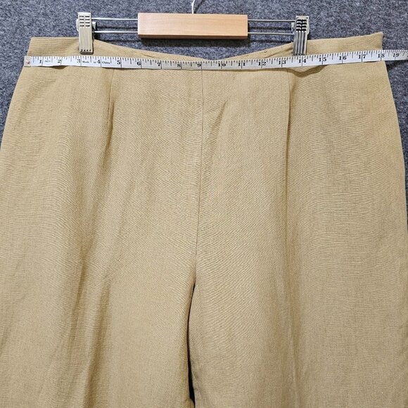 Kenar Pants Womens Sz 16 Linen Blend‎ Brown Embroidered Floral Wide Leg Side Zip - Picture 7 of 16
